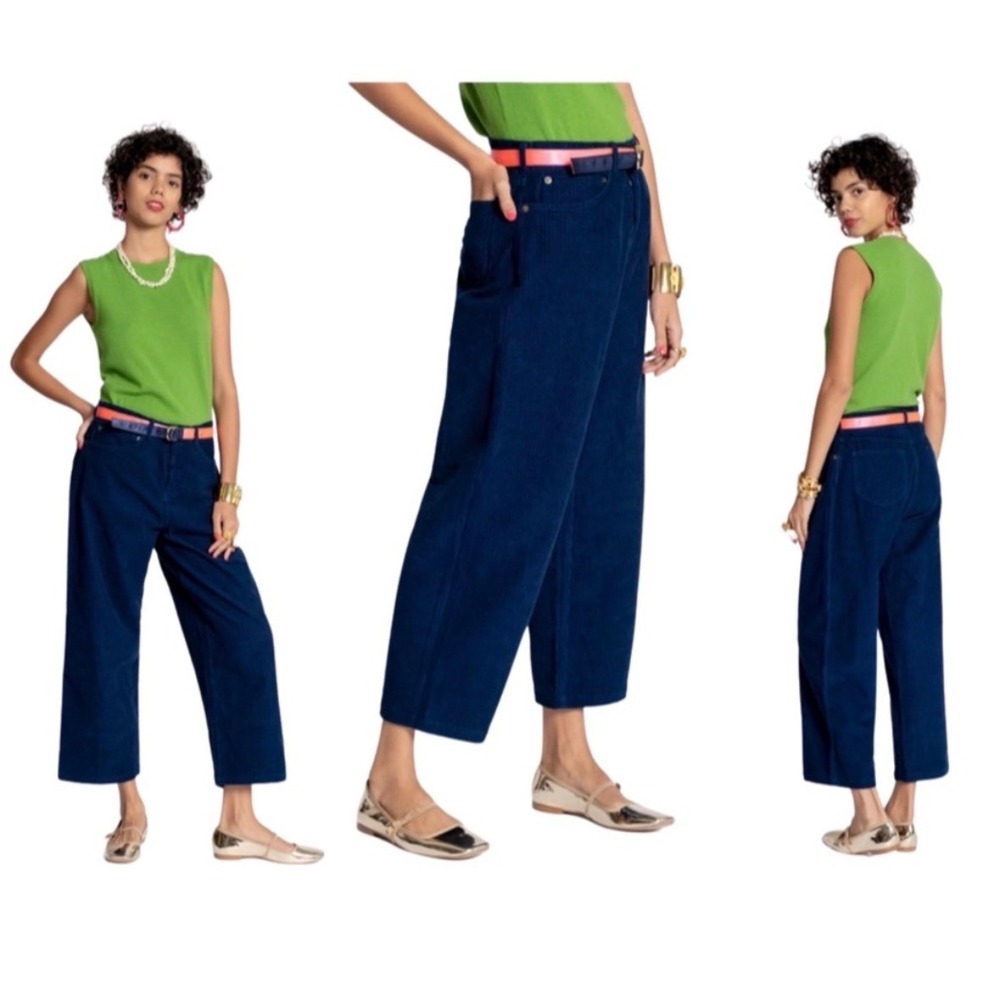 Frances Valentine Jane Corduroy Pants Navy Blue Wide Leg Vintage Style Size 0